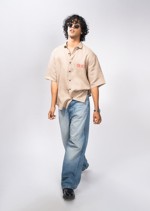 Oversized Linen Shirt - Beige