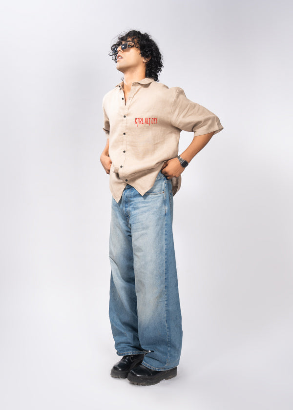 Oversized Linen Shirt - Beige