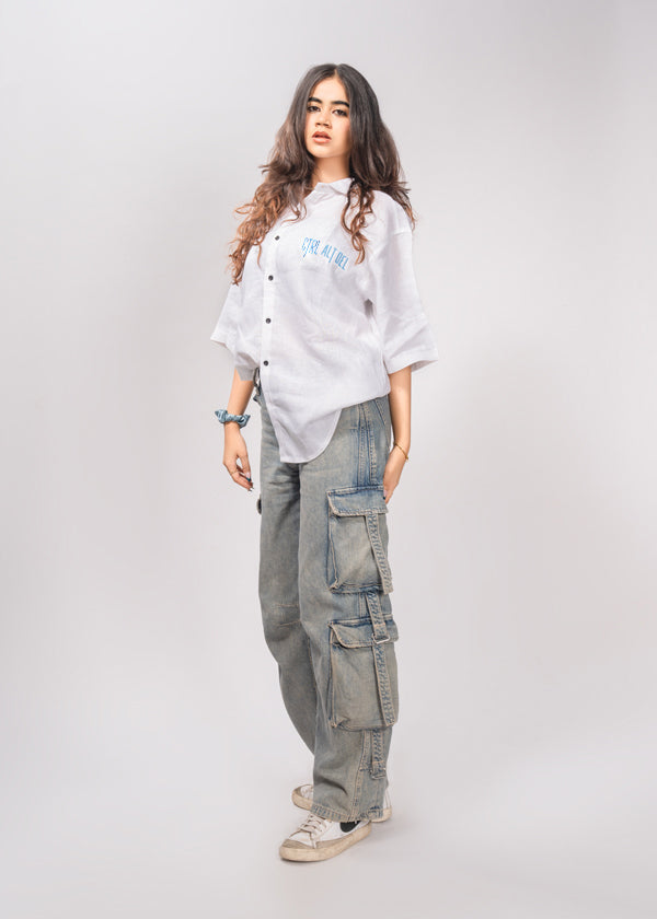 Oversized Linen Shirt - Crisp white