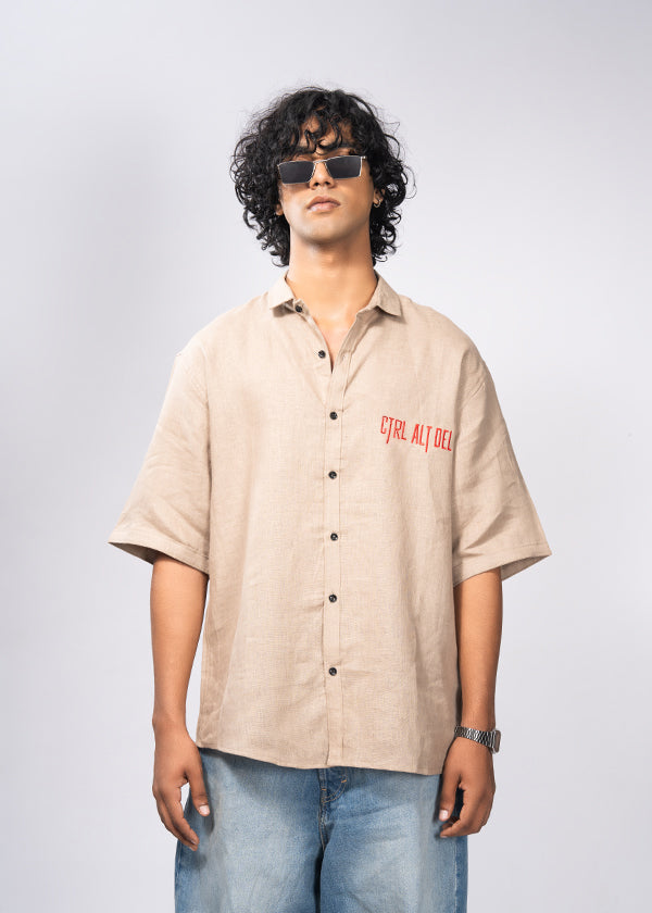 Oversized Linen Shirt - Beige