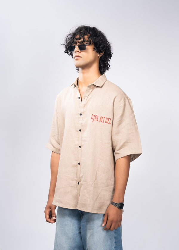 Oversized Linen Shirt - Beige