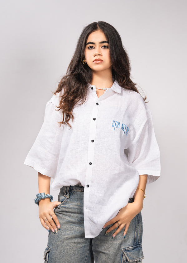 Oversized Linen Shirt - Crisp white