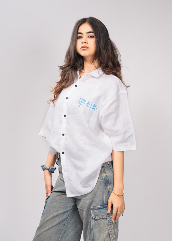 Oversized Linen Shirt - Crisp white